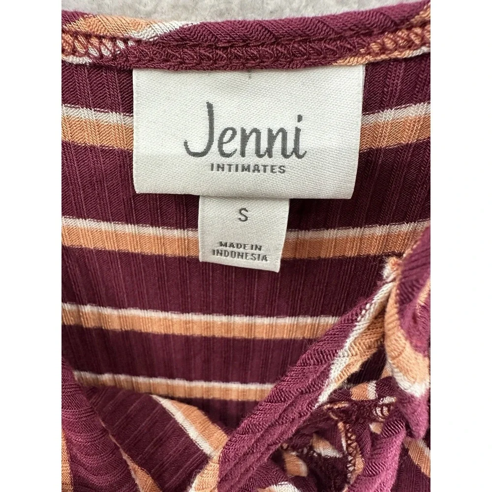 Jenni Intimates Cami‎ Top Striped Ribbed Sleeveless Casual Burgundy Size S